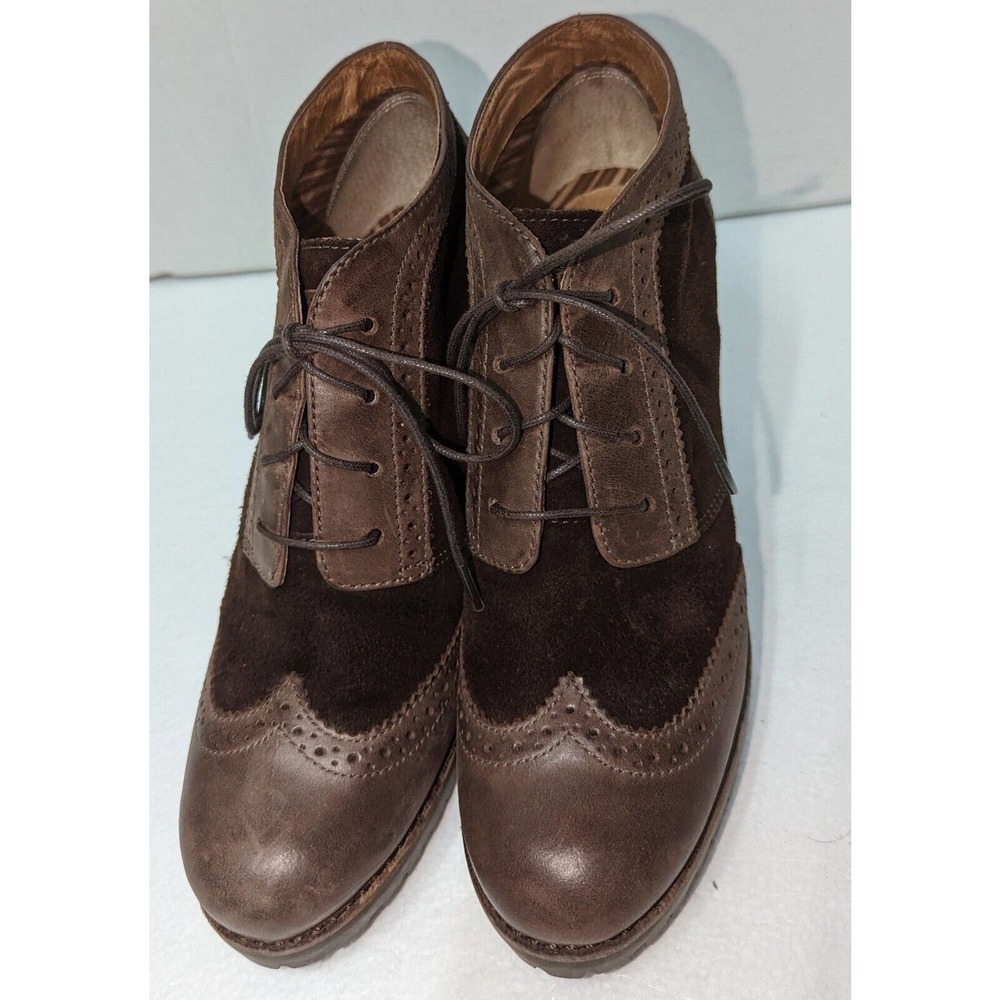 SPERRY TOP SIDER Emory suede leather chunky wingtip heeled booties size 8.5